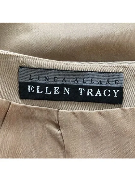 Ellen Tracy Pencil Skirt Womens Size 8 Wool Straight Lined Knee Length Tan - Picture 7 of 9